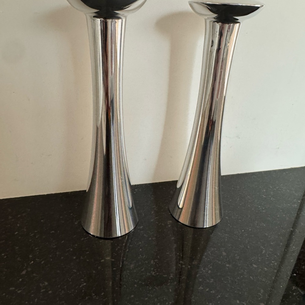 Preowned Pair of Nambe Candlesticks - 1998 Aaron Johnson